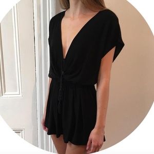 Deep v-neck romper